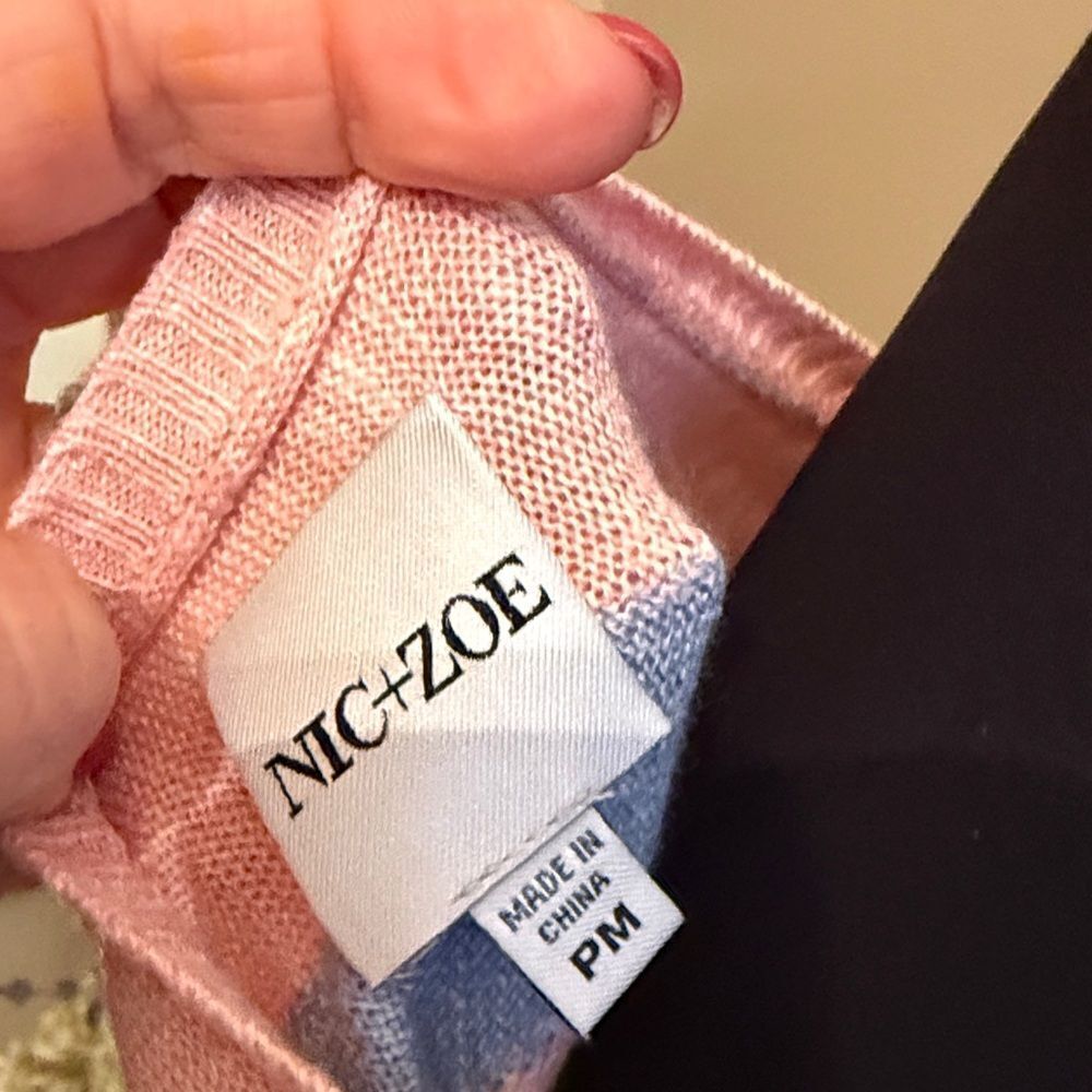 NIC+ZOE Abstract Pink and Blue Sweater - M - Picture 7 of 10